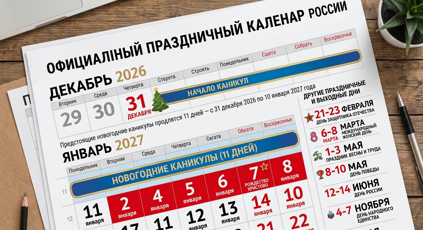 Правительство утвердило календарь праздничных дней в 2027 году